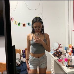 High waisted Light wash Shorts